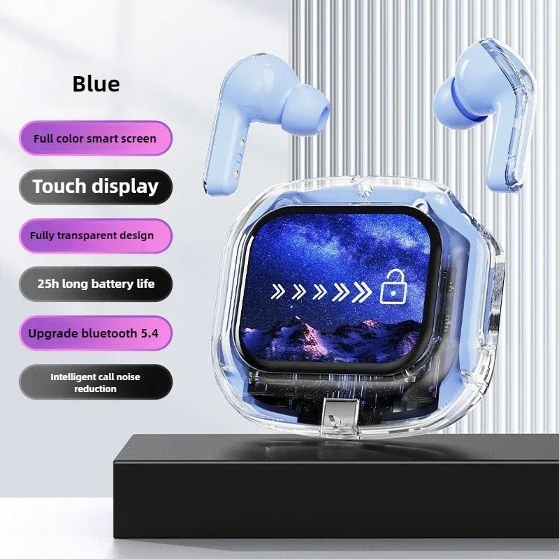Kabellose Bluetooth-kompatible Kopfhörer Intelligente Touch-Farb-LCD-Anzeige TWS Ohrhörer HIFI Geräuschunterdrückung Stereo-Kopfhörer