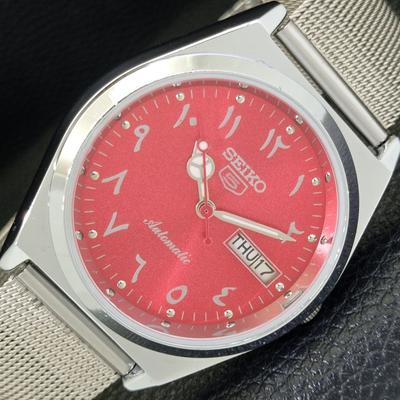 VINTAGE REFURBISHED SEIKO 5 AUTOMATIC 6309A JAPAN MENS RED DIAL WATCH A441388-5