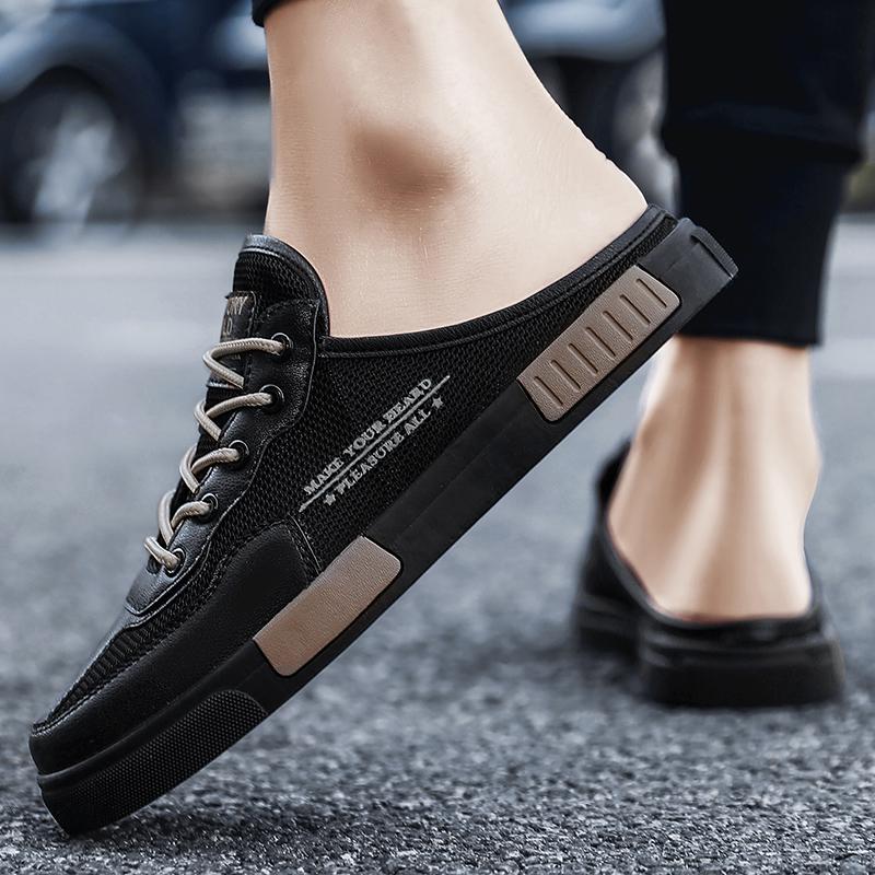 Men Breathable Mesh Half Slippers Covered Toe Beach Mules Casual Board Shoes Summer Sandals 38-45