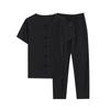 Men's Retro Cotton Linen Short-sleeved T-shirt Top Loose Pants Two-piece Suit