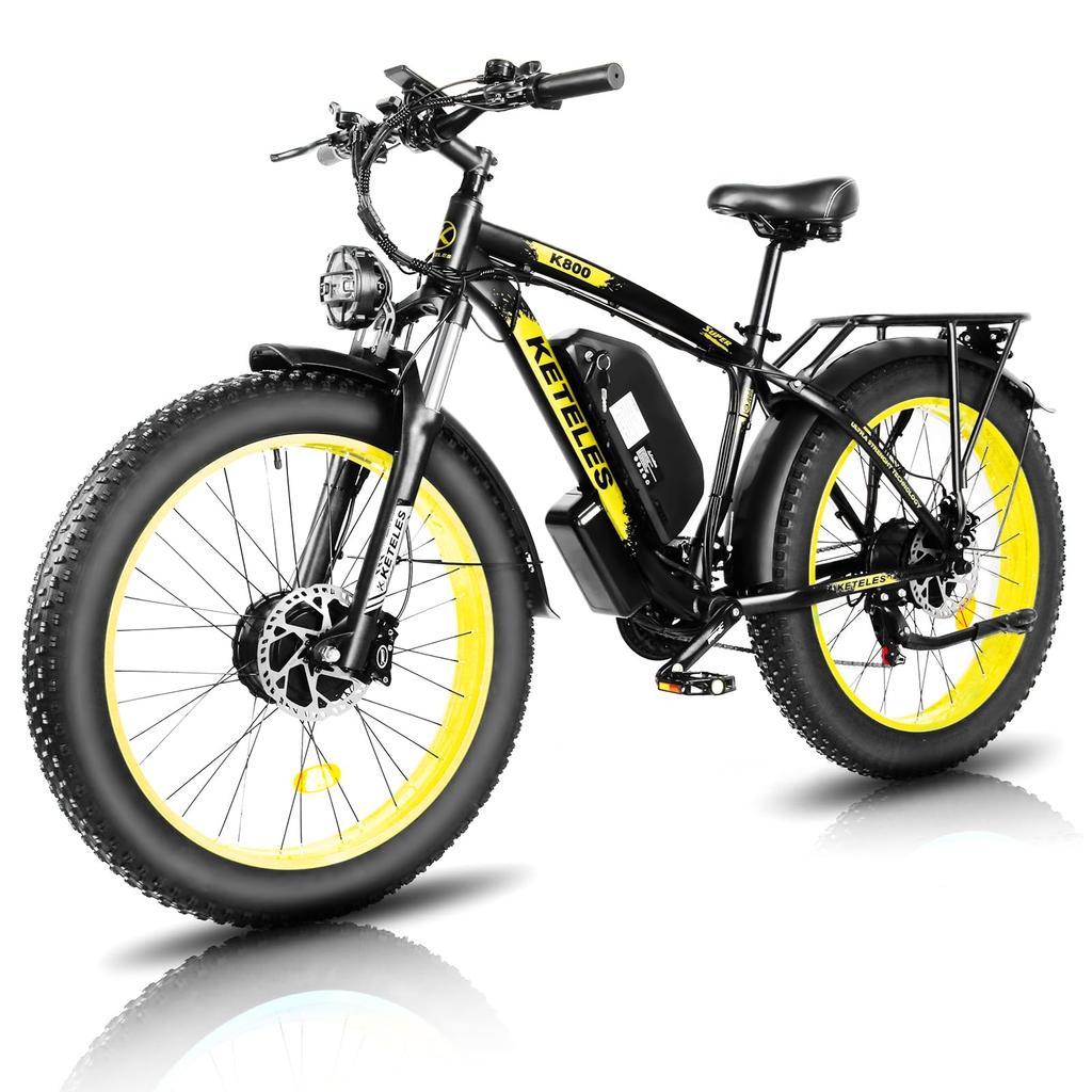 KETELES K800 Elektrické kolo s dvojitým motorem 2×1000W, 48V 23AH, 26" tlusté pneumatiky Chaoyang, uzamykatelná odpružená vidlice, hydraulické kotoučové brzdy, terénní elektrokolo