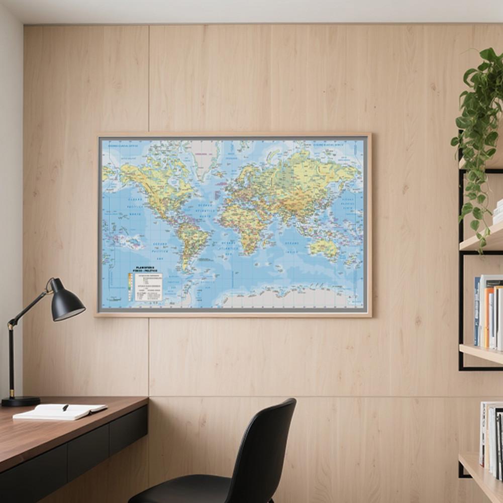 Spanish Map Background-World Map-City Map Wall Decor for Classroom,Office,Travel,Gift for Geography Enthusiasts,Graduation