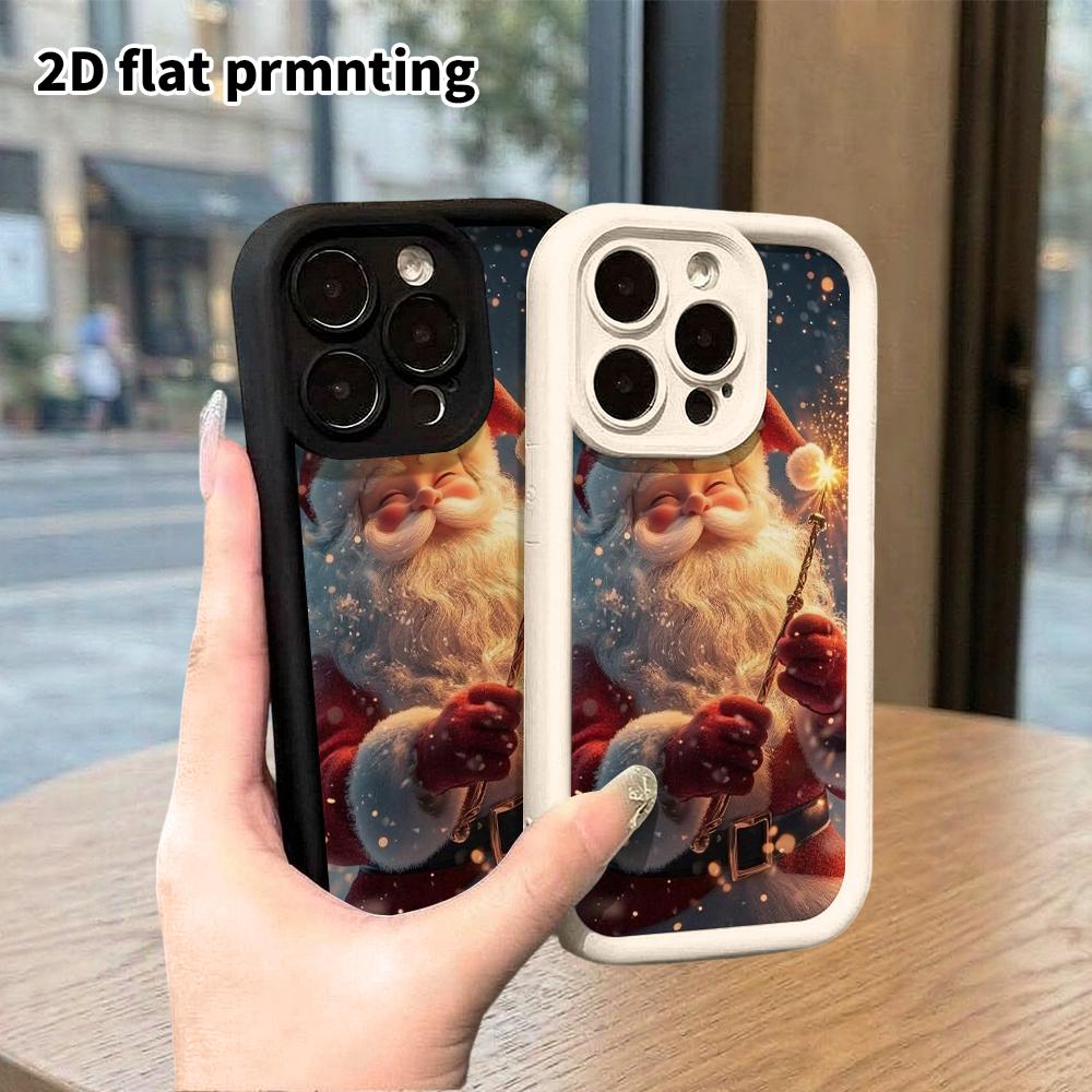 Phone Case: 2D flat, suitable for iPhone 18, 17, 16, 15, 14, 13 Pro protective case, Magical Santa Claus, Christmas and Halloween, perfect holiday gif