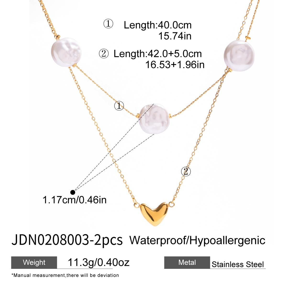 

Youthway Elegant Imitation Pearl Heart Pendant Necklace For Women 2 Pcs/Set Gold Plated Stainless Steel Necklace Girls Gift