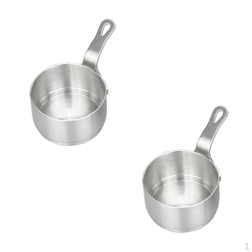 2 Pieces 50ml Stainless Steel Saucepan Milk Pot Cooking Small Pan for Milk, Eggs, , Steak Sauce