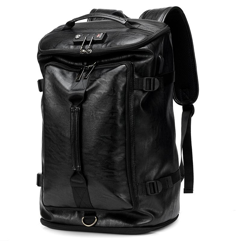 

Мужской рюкзак из искусственной кожи с USB-зарядкой, большой вместимости, рюкзак для путешествий и ноутбука, студенческий рюкзак, сумки с защитой от кражи и паролем