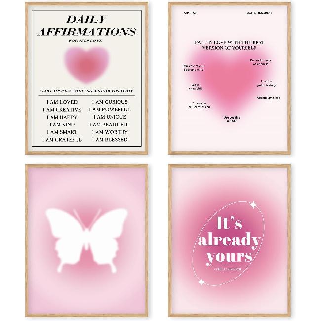Boat Wades Daily Affirmations Wall Decor,Aura Daily Affirmations Unframed Wall Art Prints,Aesthetic Wall Decor,Preppy Room Decorations,Girl Room Dorm