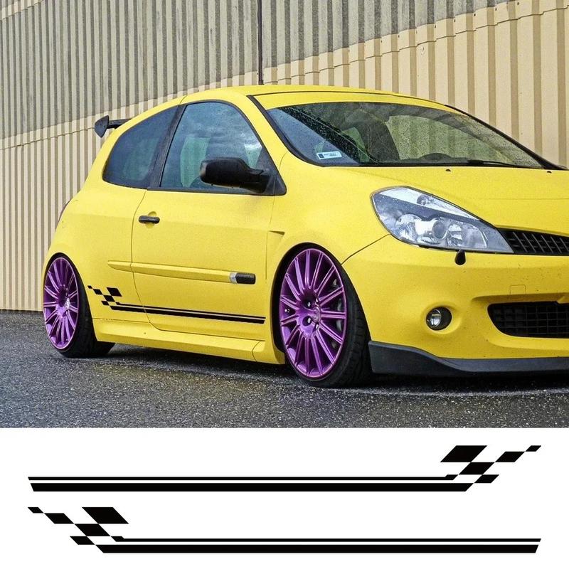 2PCS Racing Style Car Side Door Skirt Stickers For Renault Clio RS R.S. 18 4 5 2012-2024 Auto Tuning Vinyl Decals Accessories