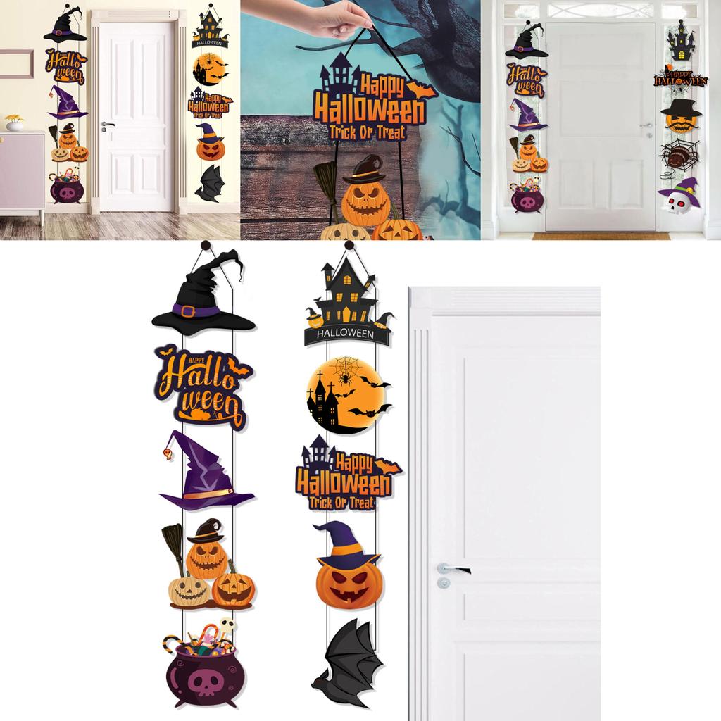 Halloween Door Scene Setter With Paper Pumpkin And Bat For Trickortreat And Party Atmosphere