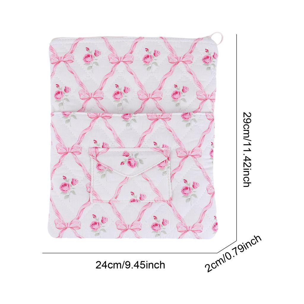 Flower Printed Computer Sleeve Bag Puffy Laptop Carrying Case Tablet Protective Cover Cute Clutch Purse for 11-15 Inch Laptop