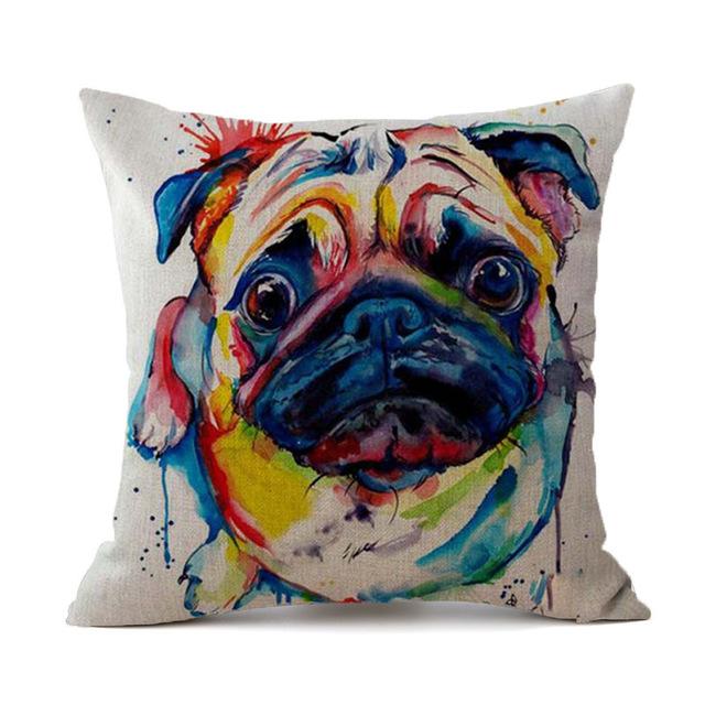 Creative Bulldog Pillow Case Linen Cartoon Dog Decorative Pillowcases Cute Bulldog Throw Pillow Case Kussensloop Almohada Zt274