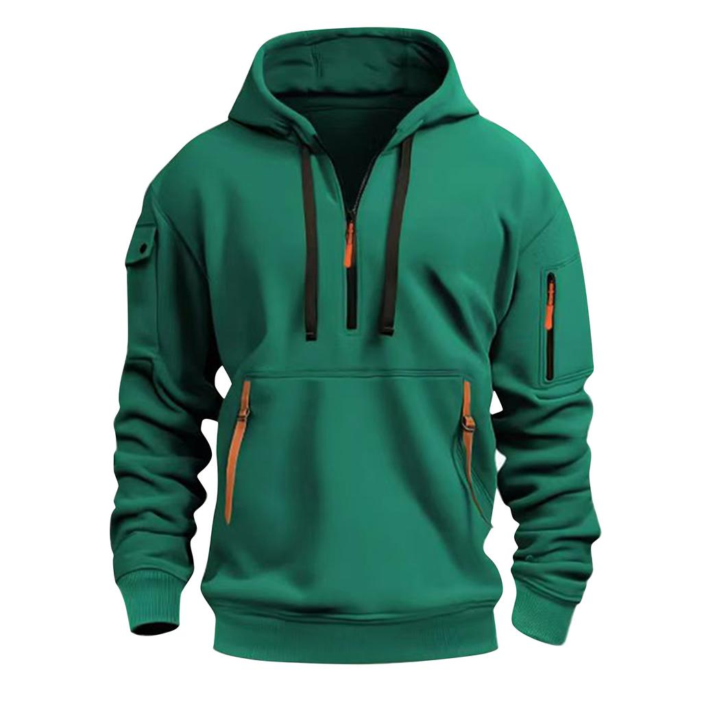 Men's Color Half-Zip Hoodie Men's Sports Plus Size Casual Sweatshirt