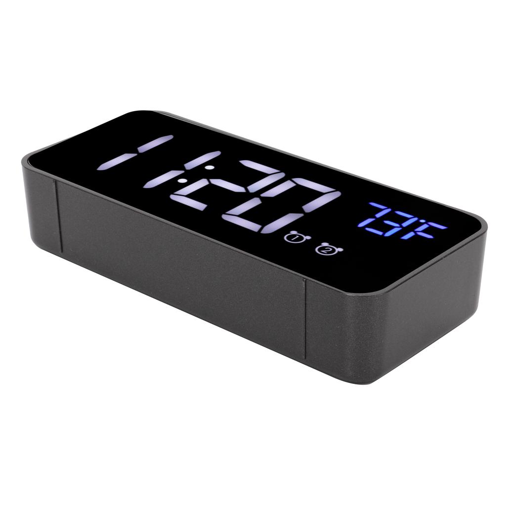 LED Digital Alarm Clock Thermometer with Snooze USB Charging Bedroom Office DecorationBlack