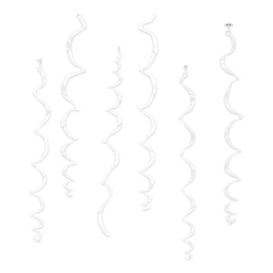 

6 шт. Разноцветные потолочные спиральные фольгированные украшения, пластиковые подвесные спиральные стримеры для украшения свадебной вечеринки, вечеринки по случаю дня рождения, выпускного, Нового года белый