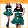 Gorgeous Women Christmas Tree Cosplay Costume Plus Size Xmas Dress Cloak Hat Party