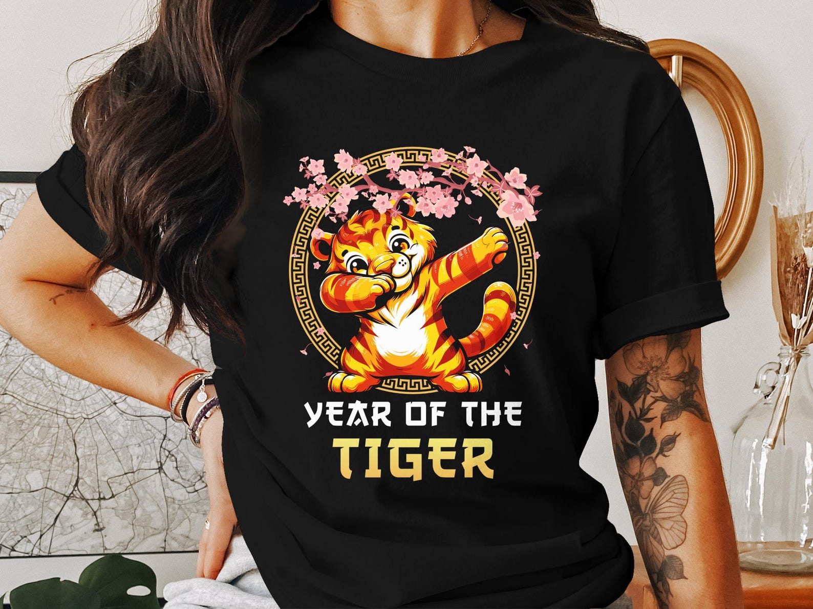 Cute Tiger Shirt Dabbing Tiger TShirt Chinese New Year Tees Lunar New Year Chinese Zodiac Tiger Tee Family Shirts 2XL