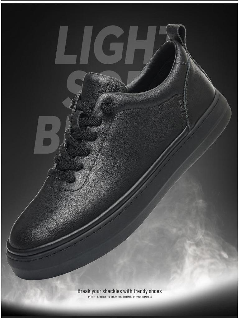 Men's Versatile Genuine Leather White Casual Shoes - Breathable Cowhide for Spring & Autumn