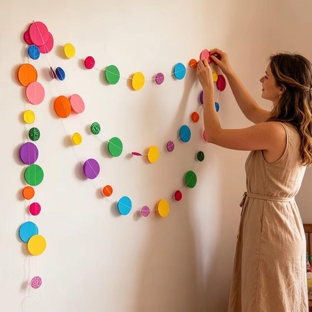 Paper Circle Garland Banner Colorful Colorful Dot Garland Birthday Party Decorations