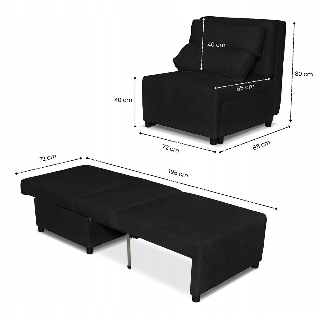 Fold-out Armchair for Sleeping KIMO Container Family Furniture Hunter Black