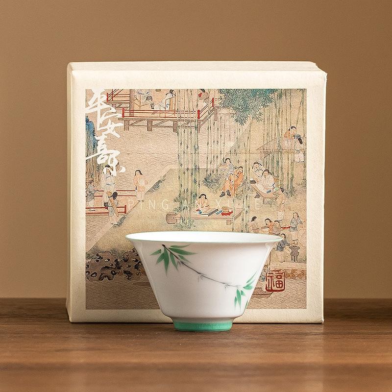 Hand-painted Bamboo Master Cup Ladies Personal Tea Cup Bowl Chinese Ceramic Kung Fu Teaware Retro Tea Ceremony Household Teacups