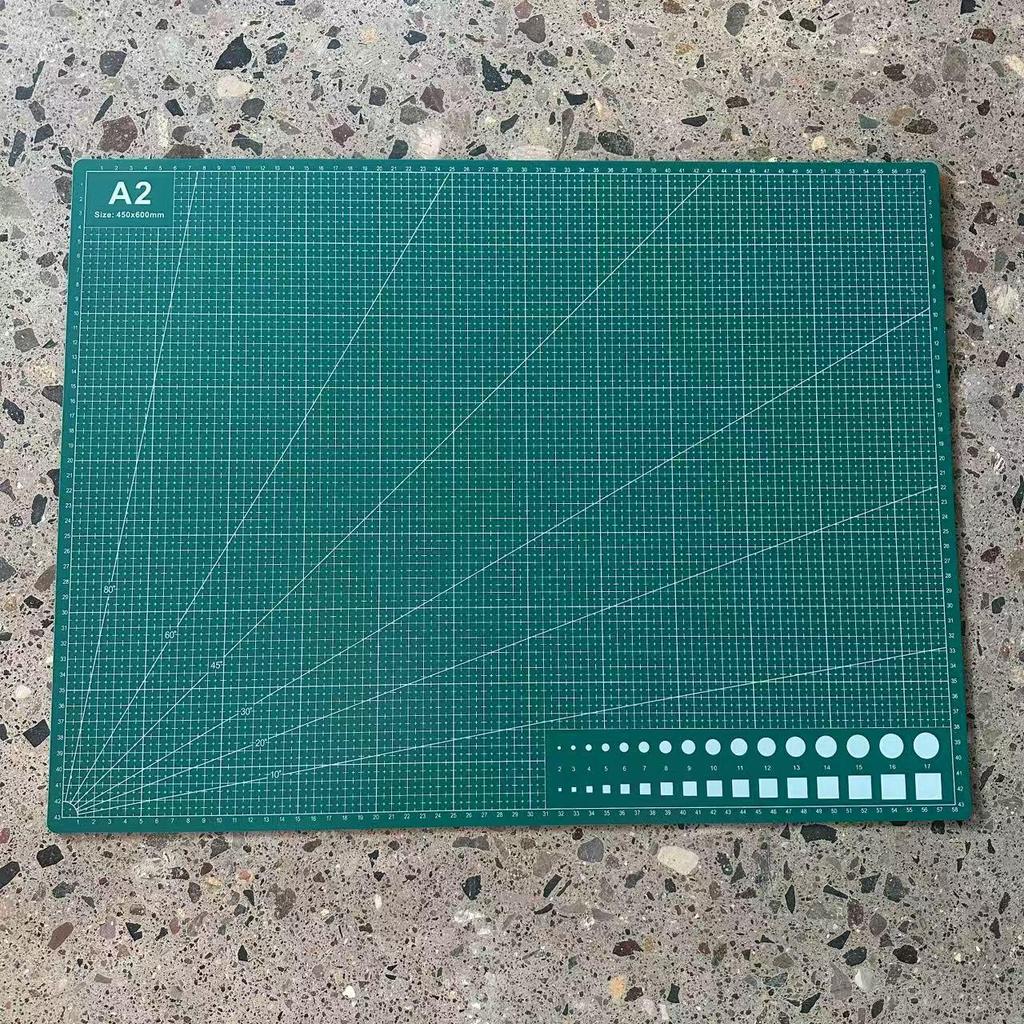 A1-A6 Dubbelsidig Grön Självläkande Skärmatta, 2,3 mm, för Papper, Konst och Gravyr.