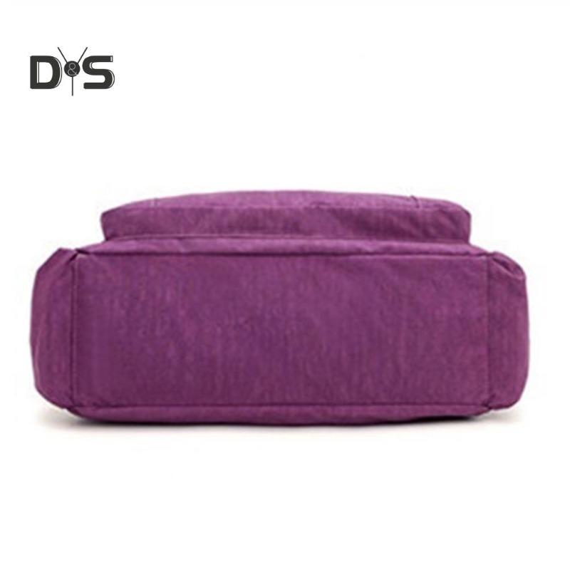 Solid Color Multi Pocket Zip Handbag Nylon Shoulder Storage Bag