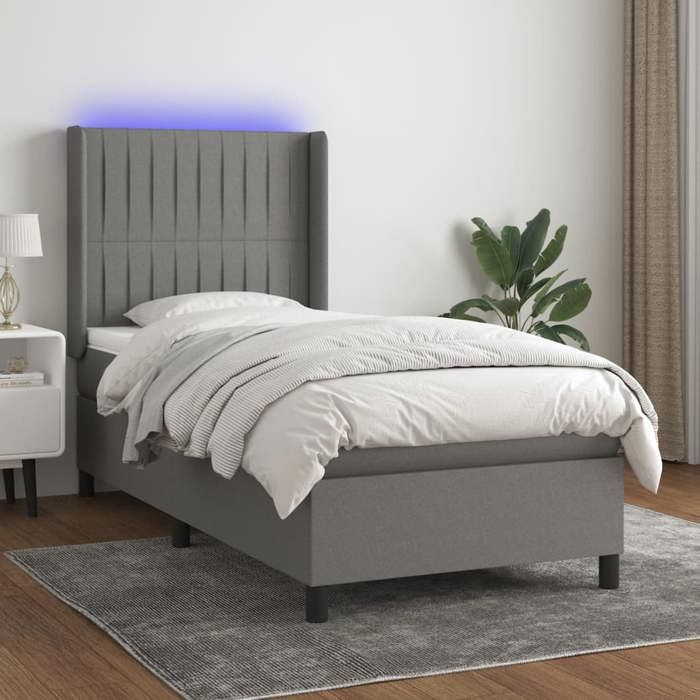 VidaXL Sommier à Lattes de Lit avec Matelas et LED, Lit Rembourré, Lit Simple, Lit Adulte de Chambre à Coucher Intérieur, 3138446