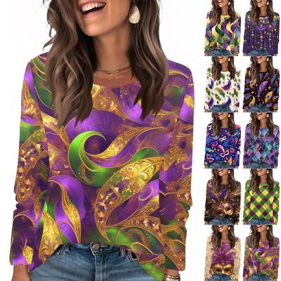 Long Sleeve Shirts For Women Cute Print Graphic Tees Blouses Casual Plus Size Basic Tops Pullover