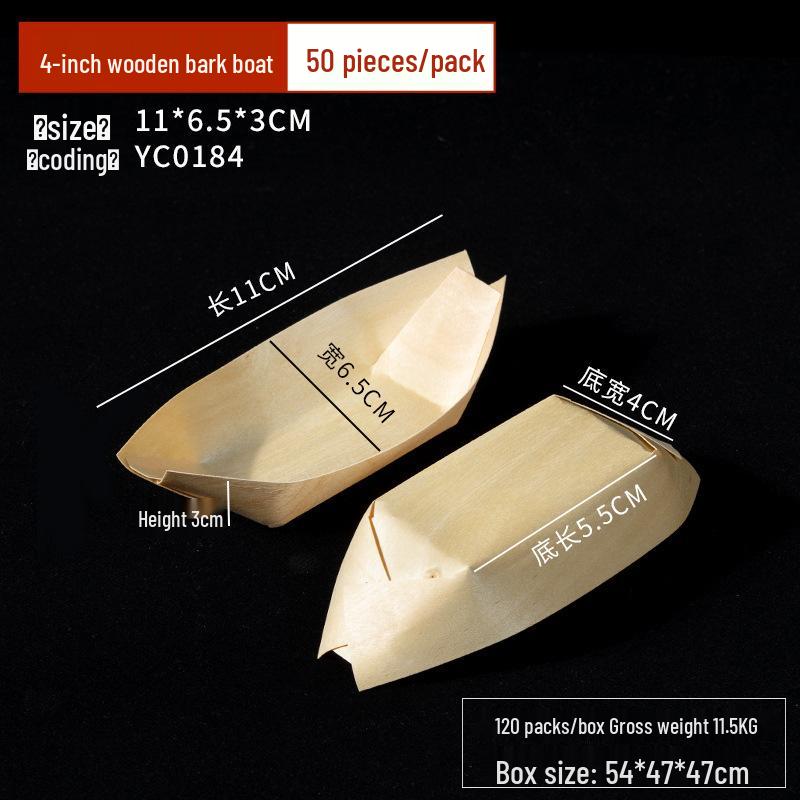 Disposable Wood Veneer Sushi Boat - Snack Plate & Dessert Dish Tableware