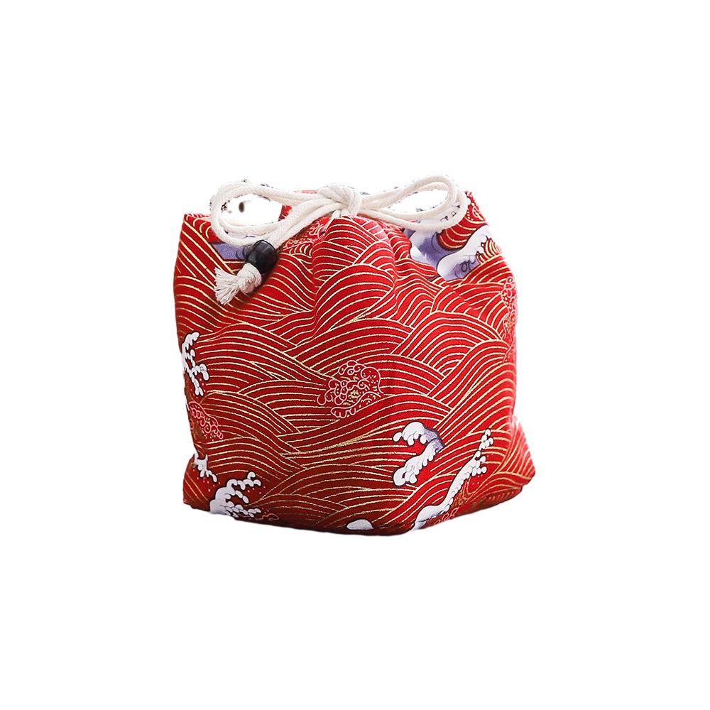 Canvas Chinese Style Handbag Cloud Square Flower Wrist Bag Elegant Tea Set Storage Bag  Streetwear