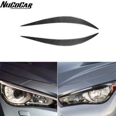 1 Pair Headlight Eyelid Headlamp Eyebrow Strip Trim Decal Carbon Fiber Cover For Infiniti Q50 2014 2015 2016 2017 2018
