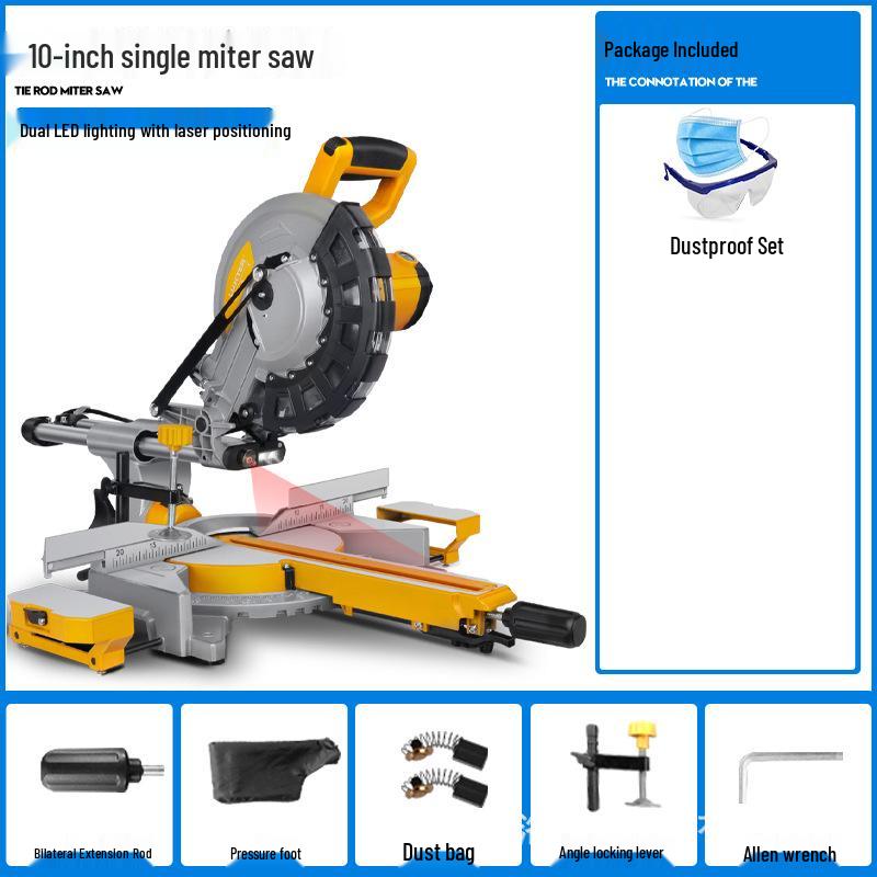 LUXTER Rocker 10" Sliding Compound Miter Saw, 255mm Aluminum Body, 45° Woodworking Aluminum Cutting Machine