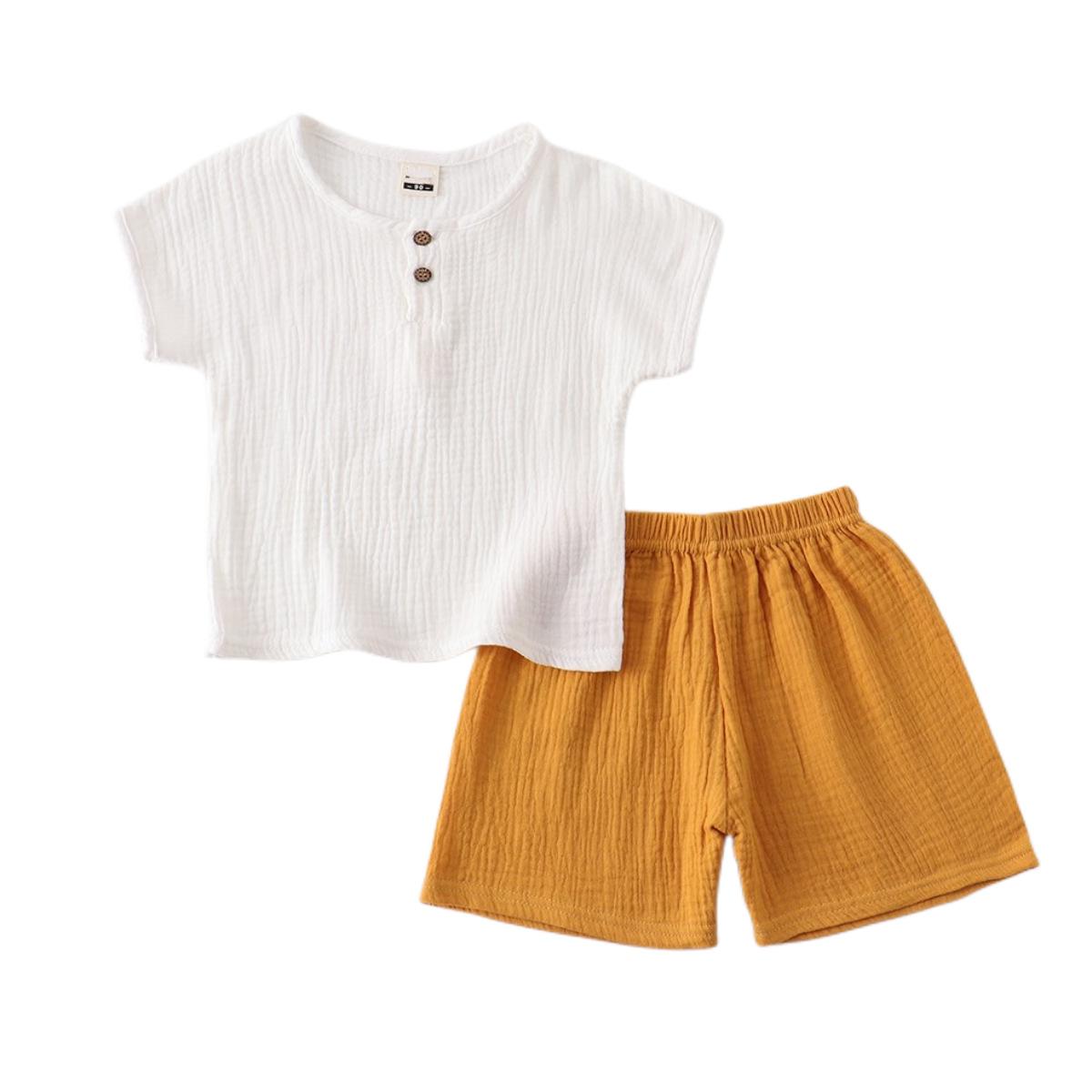 

Summer Baby Boys Waffles Clothes Sets Kids Solid Shirt +shorts 2pcs Suit Toddler Costume Summer Children s Clothing Casual Sets 80