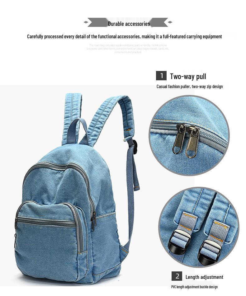 2026 Korean Artistic Denim Harajuku Backpack: Lightweight Casual Bag for Students and Shopping