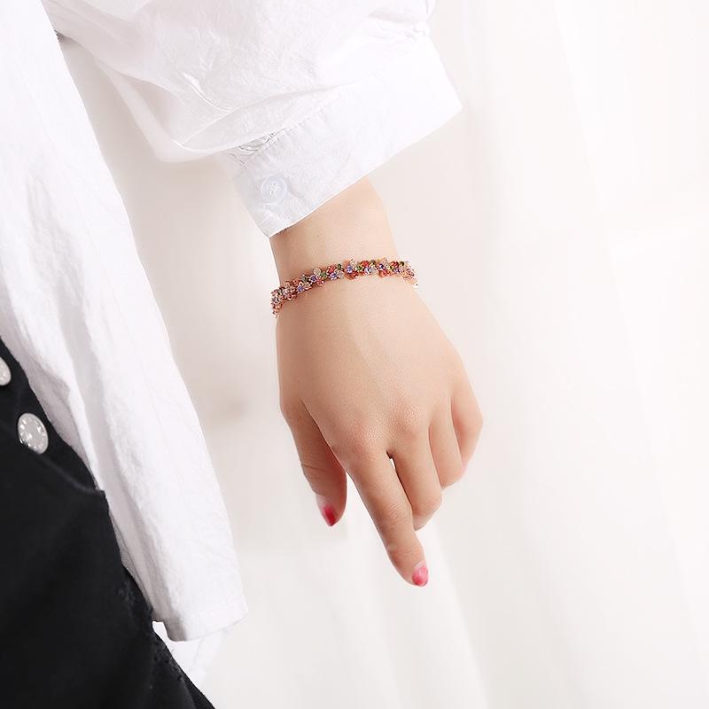 2026 European and American Style Jewelry Zircon Crystal Bracelet Women's Fashion Color Bracelet Girlfriend Muse Retro Style