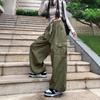 Retro High-Waisted Wide Leg Cargo Pants for Women - Street Dance Hip Hop Trousers, Straight Leg, Floor-Length