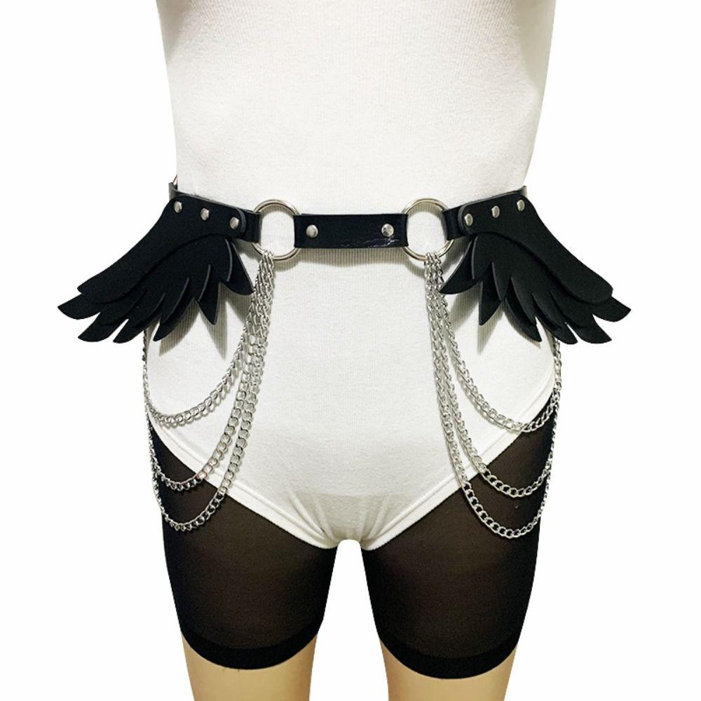 Spicy Girl Y2K Belt PU Leather Punk Waistband Trend Wing Rivet Belt Cosplay Accessories