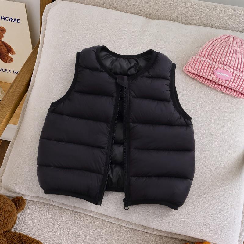 2026 Autumn/Winter Kids' Lightweight Cotton Vest: Unisex Korean Style Warm Solid Color Cape for Toddlers