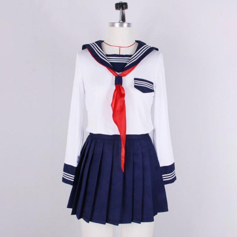 

Soft Girl Jk Uniform Skirt Blue Placket White Three Books Sailor Suit Long Sleeve Student Suit