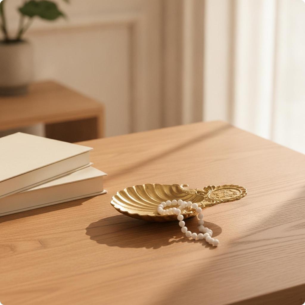 Shell Jewelry Tray MolluskForm Holder Sculptural Decorative for Dresser, Nightstand,