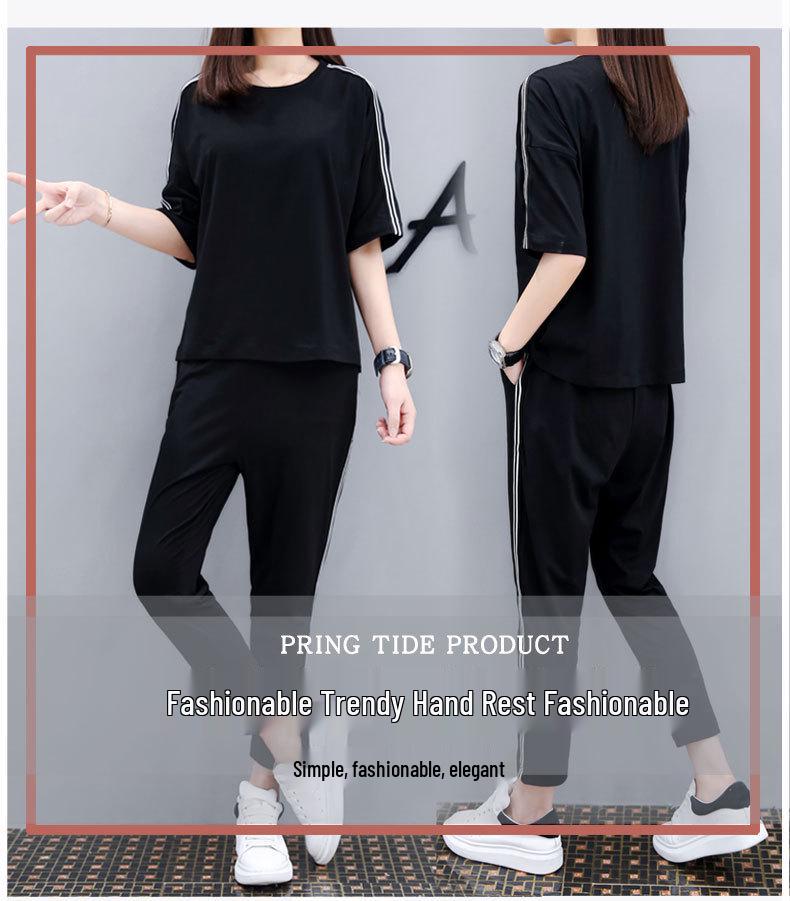 Women's Plus Size Summer Sportswear Set - 2026 New Style Pure Cotton Two-Piece Casual Outfit