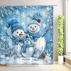 JY01Christmas Cute Snowman Shower Curtains Santa Claus Winter Snowflake Snow Scenery Cedar Reindeer Xmas Bathroom Decor With H@1