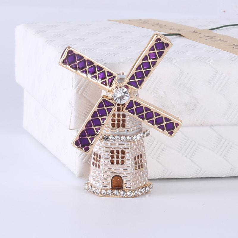 Fashion Creative Drip Lighthouse Windmill Brooch, Elegant Temperament, Popular Women'S Pin