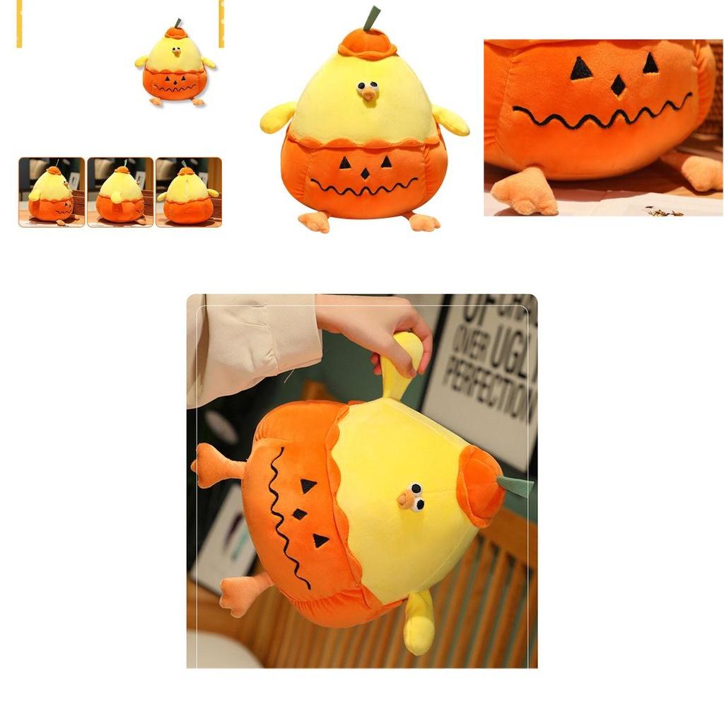 Funny Doodle Chicken Plush Toy Pumpkin Doll Cartoon Stuffed Animal For Halloween Gift