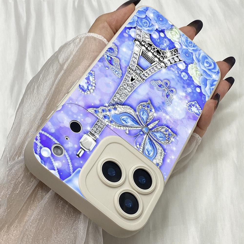 M285 Blue Butterfly Eiffel Tower Angel Eyes Soft Phone Cases for iPhone Samsung Xiaomi Rdemi Huawei Honor Infinix Realme OPPO Vivo All Model TPU Case
