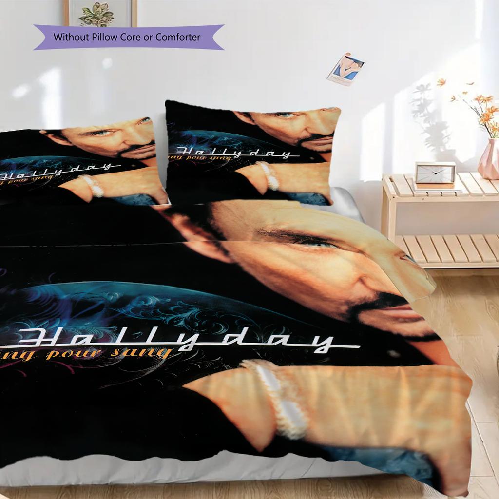 Johnny Hallyday bedding, duvet cover, pillowcase, home decoration, birthday gift (1 * duvet cover+2 * pillowcase, coreless)