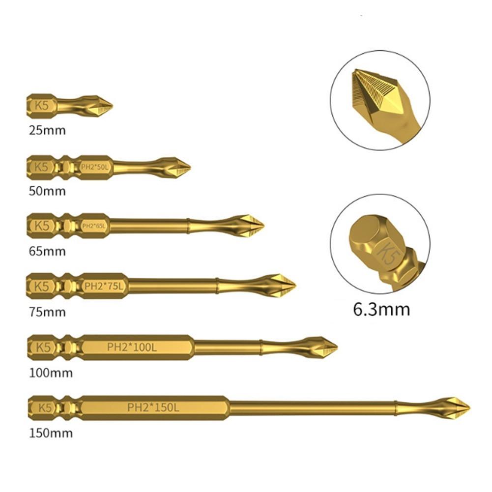 High Hardness K5 PH2 Magnetic Batch Head Cross Screwdriver Bit Anti Breakage