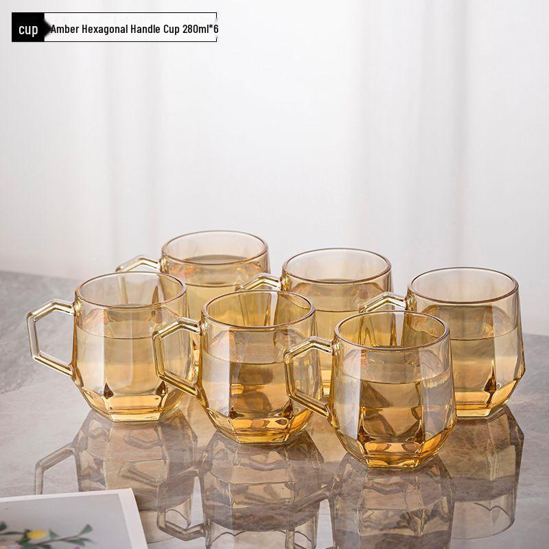 Hitzebeständiges Glasbecher-Set mit Henkel für Tee und Saft - Großes Fassungsvermögen, Hochwertiges Gefühl, Leichter Luxus Design