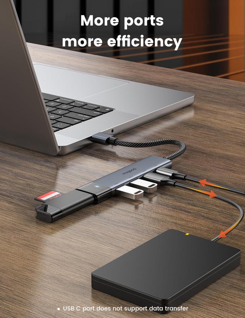 MOGOOD USB 5Gbps 10cm Extension Multiport Adapter for Hard and Keyboards 3.0 Hub, 4-Port, Powered, High-Speed Transfer, Cable, Desktops, Laptops, PCs,