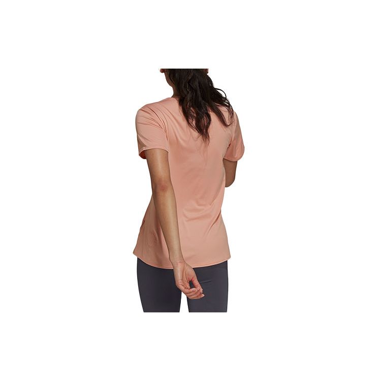 Adidas Solid Color Round Neck Sports Short Sleeve T-Shirt Women Tops Red Pink GT3044